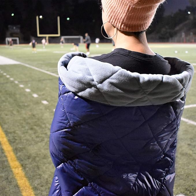 Lightspeed Outdoors Deluxe Nylon Fleece Rugged Puffy Blanket | Windproof Insulated Washable Quilted Blanket