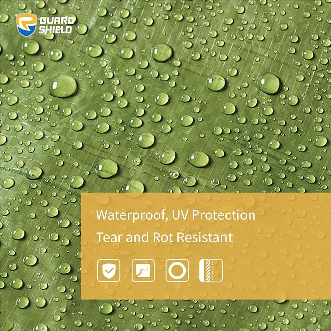 GUARD SHIELD Tarp Green 12x12 Feet Multi Purpose Waterproof Poly Tarp Cover 5mil