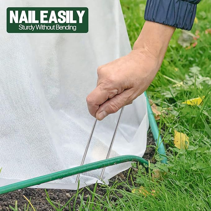 Landscape Staples 6 Inch 120 Pack 11 Gauge Galvanized Landscaping Fabric Pins Anti-Rust SOD Staples Ground Stakes for Securing Rrigation Tubing, Fence, Weed Barrier, Ground Cover