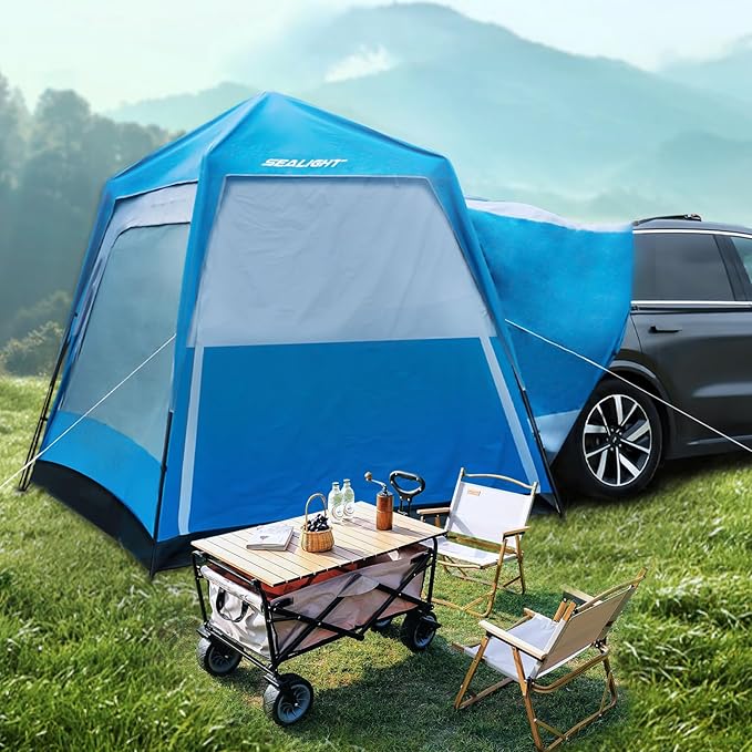 SEALIGHT SUV Tent for Family Trips, Car Tent for Aluminum Poles - Instant Setup Double Layer Waterproof Camping Tents with Storage Bag(10x8x7.2FT)