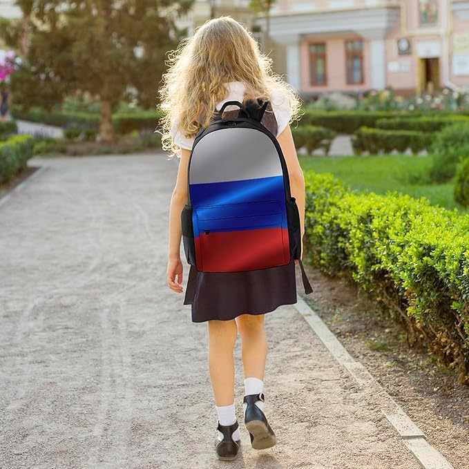 Men Women Lightweight Flag Of Russia Backpack Large Capacity Bookbag With Smooth Zippers for Gym Business Running