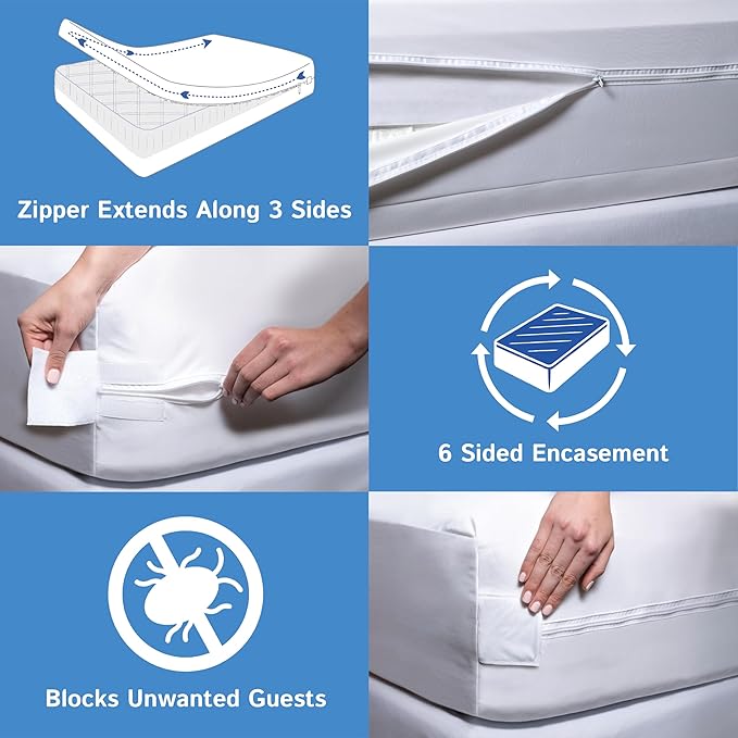 2 Pack Mini Crib Mattress Protector Waterproof Zippered Encasement Cover for Baby, Toddler (Mini Crib Size - 24x38x6)