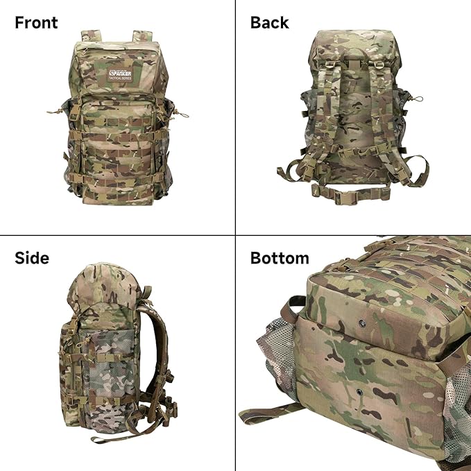 EXCELLENT ELITE SPANKER 40L Camping Hiking Backpack for Men and Women Tactical Military Backpack Large Rucksack Assault Pack Bag for Outdoor Camping, Hiking,Travel Backpacking(Multicam)