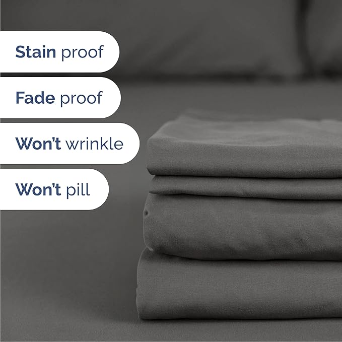 Cal King Size 4 Piece Sheet Set - Comfy Breathable & Cooling Bed Sheets Set - Hotel Luxury Bedding for Women, Men, Kids, Teens, Boys & Girls - Deep Pockets, Soft, Wrinkle Free - Oeko-Tex - Charcoal