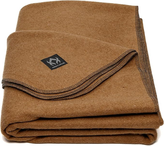 Arcturus Military Wool Blanket - Warm, Thick, Washable - Great for Outdoors, Camping, Stadium Blanket, Picnics, Travel - Car & Bushcraft Survival Kits
