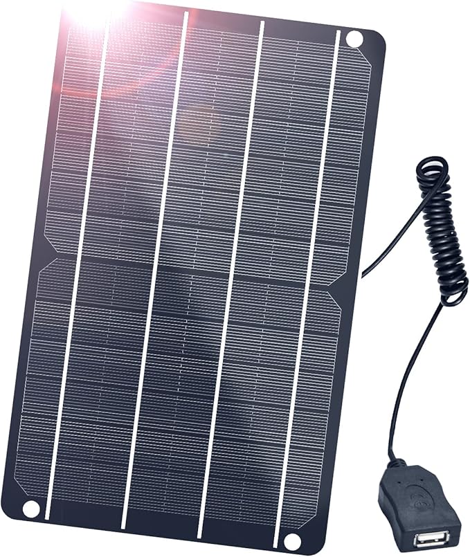 FlexSolar 6W Mini USB Solar Panel, IP67 Waterproof Monocrystalline Module DIY Kit with PET Material for Smart Phone, Small Fans, Monitor, Outdoor Security Camera
