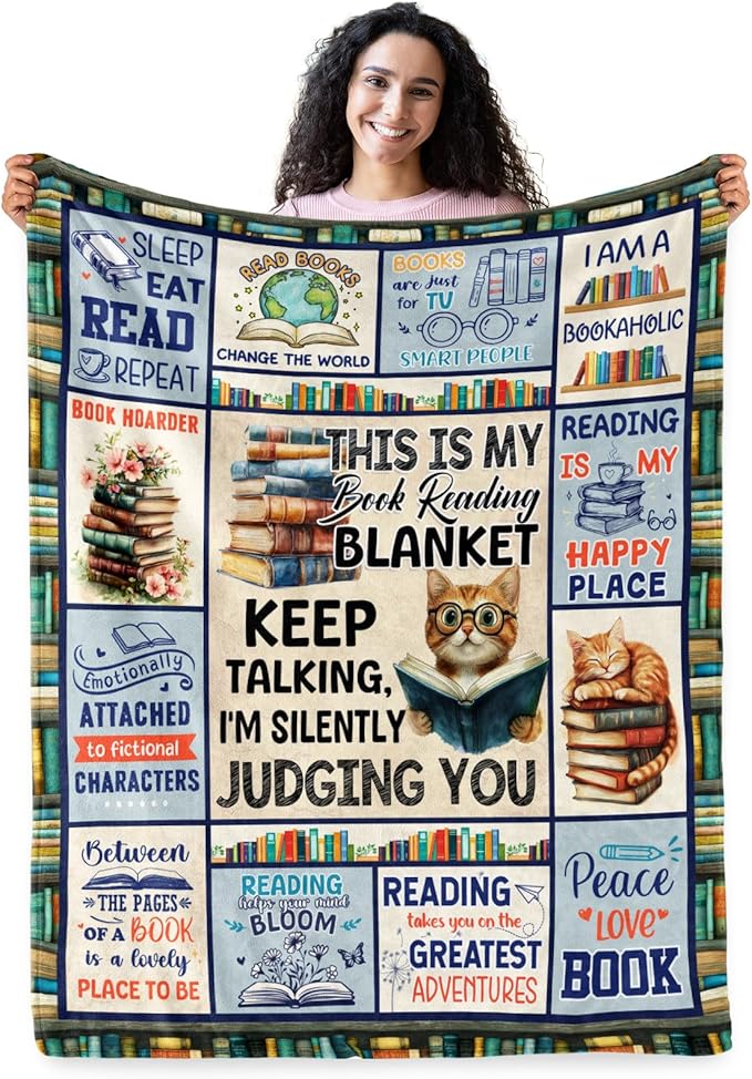 Book Lovers Gifts, Gifts for Readers, Book Club Librarian Bookworm Bookish Reading Throw Blanket 60" X 50"