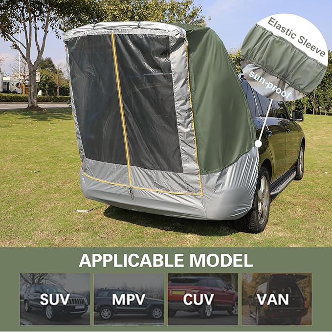 SUV Tent Car Awning, UPF 50++ with Portable Waterproof Storage Bag, Tear-Resistant, Large Space, Good Vision, Smooth Ventilation, Suitable for Outdoor Beach Camping Auto Canopy Shade…