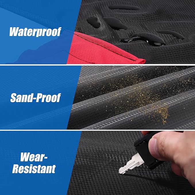 Odoland Beach Blanket Picnic Blanket, 43.3" x 27.5" SandProof Waterproof Outdoor Pocket Blanket with Portable Bag, Foldable Lightweight Sand Free Beach Mat for 1 People Hiking, Camping, Travel, Black