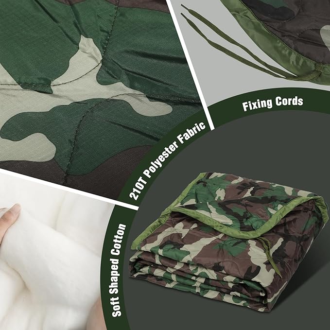 REDCAMP Wobbie Military Poncho Liner Blanket, Thermal Insulated Camping Blanket for Hiking, Survival Compression Carry Bag