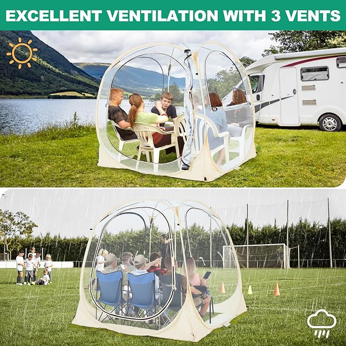 LILYPELLE All Weather Sports Shelter, Instant Pop-Up Tent, Provides Rain Protection for Watching Sports, Camping, Fishing, Cheering