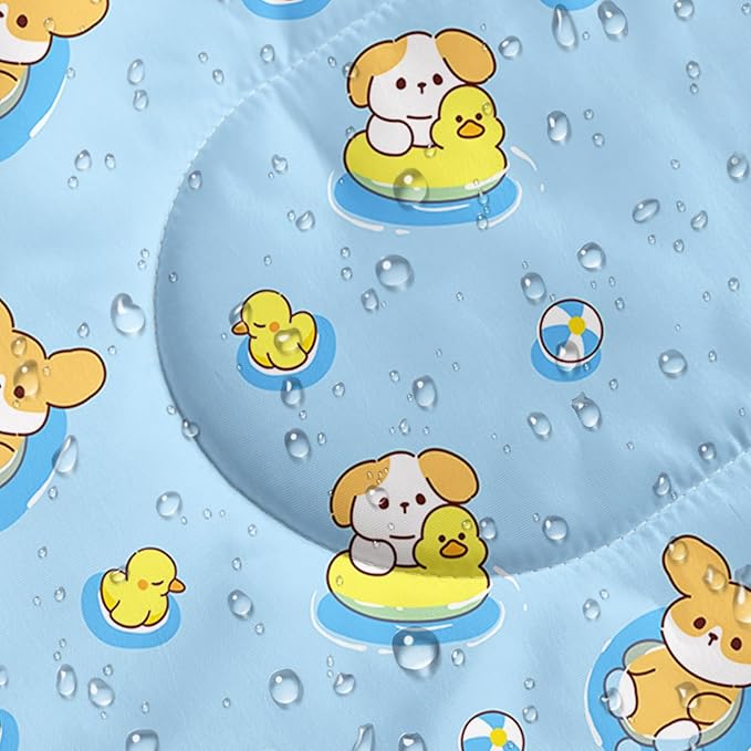 AILONEN Kawaii Puppy Sleeping Bag for Kids Boys Girls,Warm and Cool Weather,Lightweight,Waterproof Backpacking,Cartoon Cute Dog & Duck Animal Themed Blue Sleeping Bag for Camping