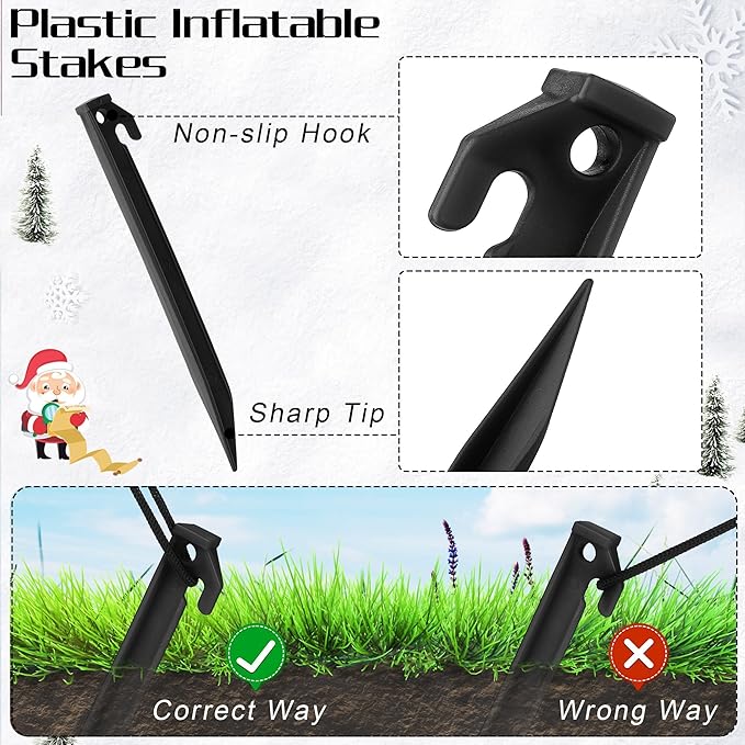 Aodaer 24 Pieces Plastic Inflatable Stakes 8.8 Inch Christmas Halloween Yard Stakes Heavy Duty Anchor Replacement Inflatable Accessories for Garden Outdoor Inflatable Decorations, Black