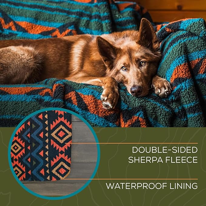 Wilderdog Sherpa Fleece Waterproof Dog Blanket - 50" x 40" - Olive