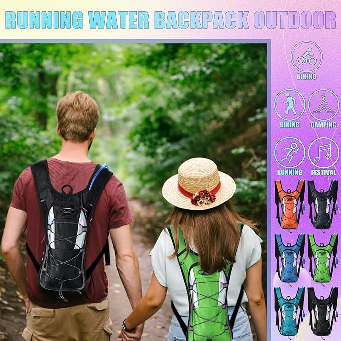 Chunful 6 Pack Running Hydration Backpack Lightweight Water Backpack Essential for Festivals Rave Hydration Pack with 2L Hiking Water Bladder for Adult Running Cycling Climbing Hiking