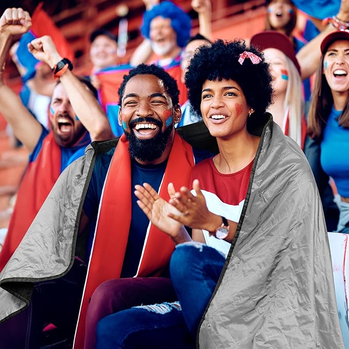 SUN CUBE Large Waterproof Camping Blanket, Fleece Quilted Stadium Blanket for Cold Weather, Windproof Foldable Outdoor Blanket Mat for Picnic, Beach, Pets, Car, 60x80in