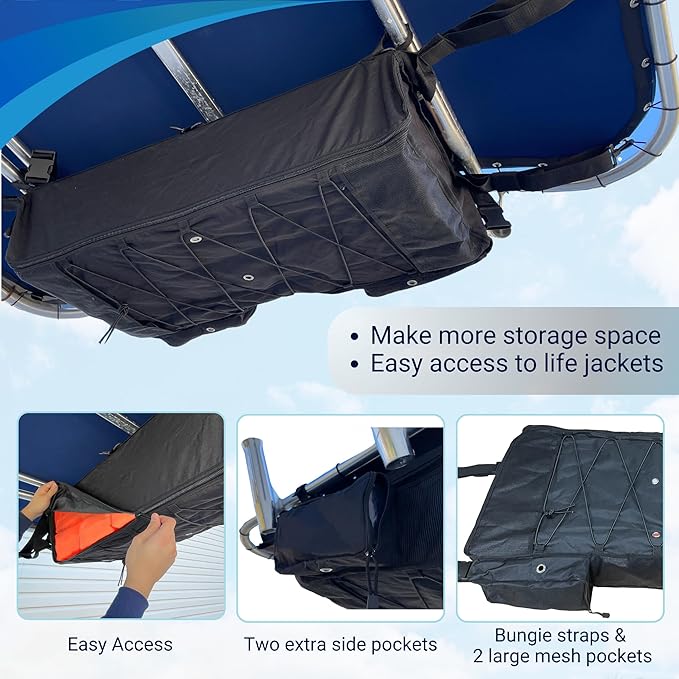 Savvycraft T-Top Storage Bag, Heavy Duty Marine Grade 600D Polyester PFD Storage Bag Small Size Hold 4 Type II Life Jackets, T Bag for Center Console Boat with T-Top Hard Top, Life Vests not Included