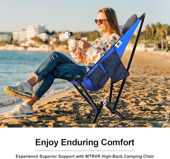 Camping Chairs for Adults, Supports 600 Lbs Lightweight Folding Camping Chair, Collapses to Size of Water Bottle Portable Camping Chair for Outdoor, Beach, Lawn, Travel, Picnics