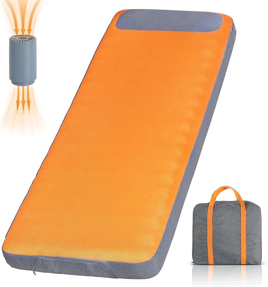 Sleeping Pad, 5.9" Thick Self Inflating Sleeping Pad with Electric Pump,4 Season Camping Mattress Pad with Built-in Pillow, Camping Essentials Gear for Hiking, Backpacking,Tent Use,Camping(Orange)