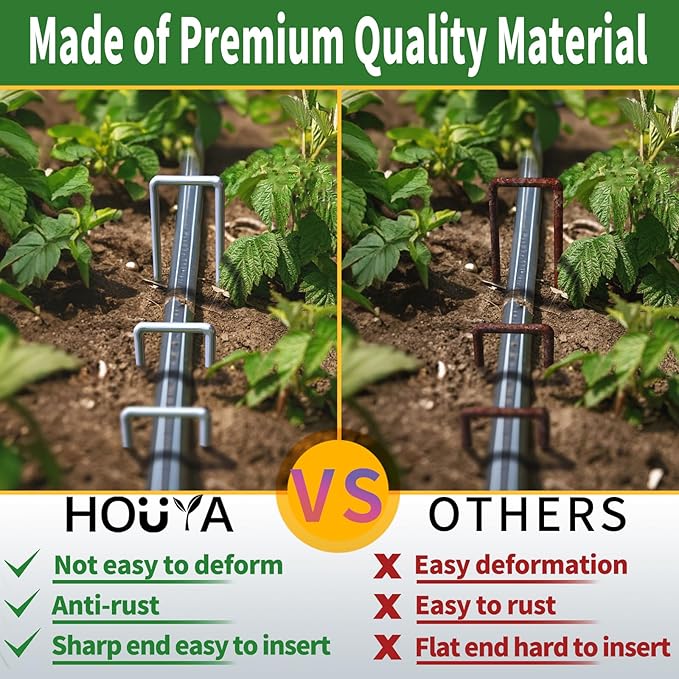 100 Pack Landscape Staples 4 Inch 12 Gauge Garden Stakes Galvanized Garden Staples Pins Anti-Rust Ground Stakes for Weed Barrier, Irrigation Tubing, Yard Lawn, Landscape Fabric