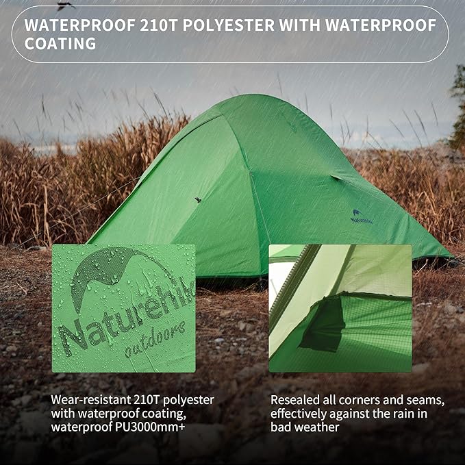 Naturehike Cloud Up 1 Person Tent, Lightweight Backpacking Tents for One Man, Waterproof Ultralight One Person Tent for Camping Hiking Backpacking