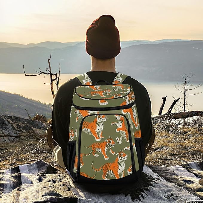 YETTASBIN Leakproof 36 Cans Cooler Backpack for Men Women - Tiger Insulated Backpack Cooler Large Capacity Waterproof Lunch Bag for Hiking, Camping, Beach, Fishing, Work