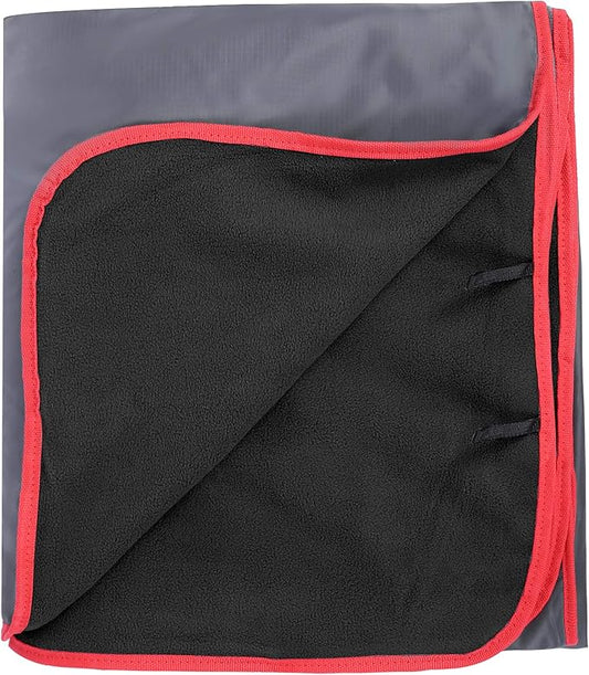 REDCAMP Large Waterproof Stadium Blanket for Cold Weather, Soft Warm Fleece Camping Blanket Windproof for Outdoor Sports, Blue/Red (Outer Grey/Inner Black)