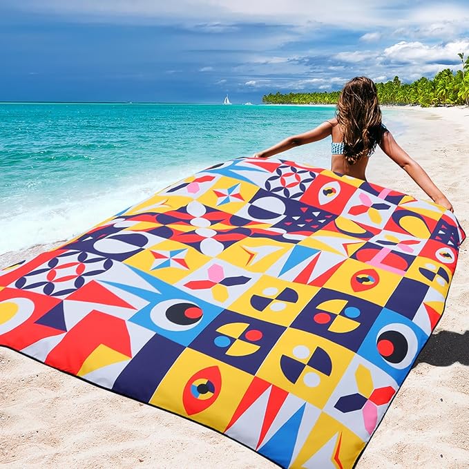Beach Blanket Waterproof Sandproof Extra Large Beach Mat 79" X 83"/120"x108"for 1-8 Adults Quick Drying Durable Outdoor Picnic Mat for Beach Travel Camping Hiking