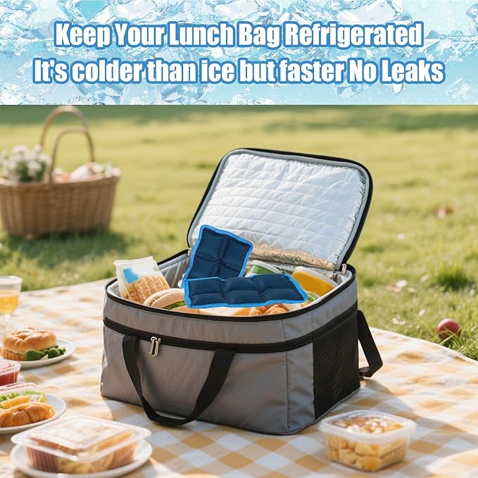 4pcs Reusable Lunch Box Ice Packs, Polyester Long Lasting Cold Packs Blocks Freezer Ice Bag Versatile Cool Cooler Accessories for Adventuring Fishing Camping Climbing Outdoor Activities (Blue)