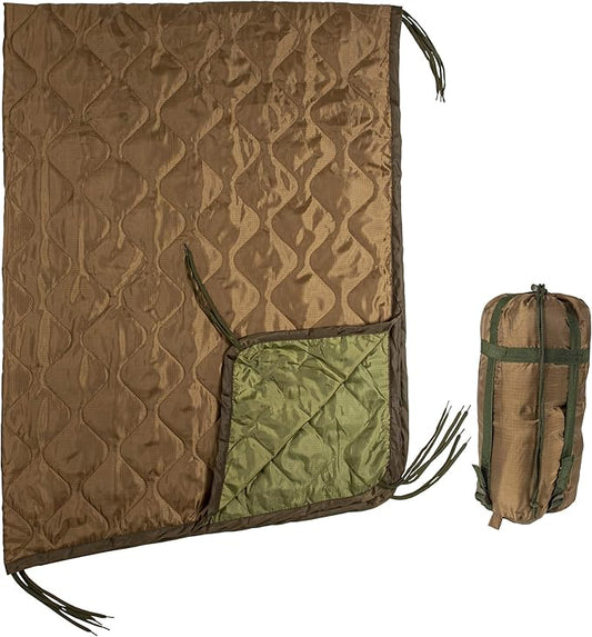 USGI Industries Military Woobie Blanket | Thermal Insulated Camping Blanket, Poncho Liner | Large, Portable, Insulation, Water-Resistant, for Hiking, Survival | Compression Carry Bag