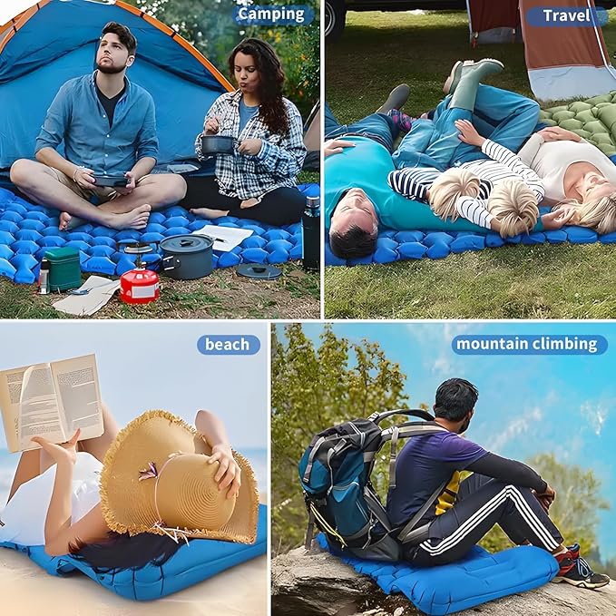 Camping Sleeping Pad, Ultralight Camping Mat with Pillow Built-in Foot Pump Inflatable Sleeping Pads, Compact Sleep Pad for Camping Backpacking Hiking Traveling