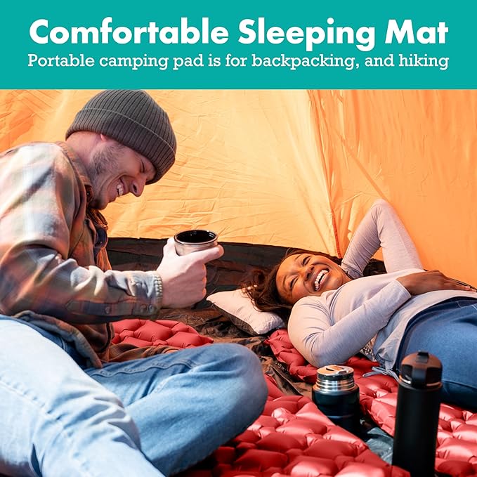 Ultralight Sleeping Mat - Inflatable & Compact Camping Air Mattress for Backpacking, Hiking