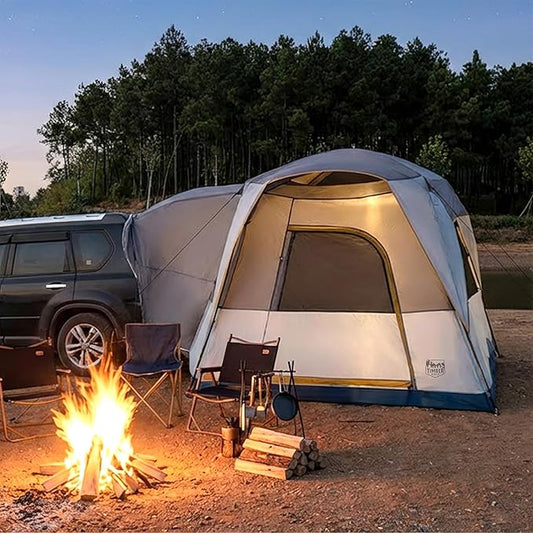 TIMBER RIDGE 5 Person SUV Tent Weather Resistant Portable for Car SUV Van Camping, Includes Rainfly and Storage Bag, 10' W X 8' L X 7.1' H