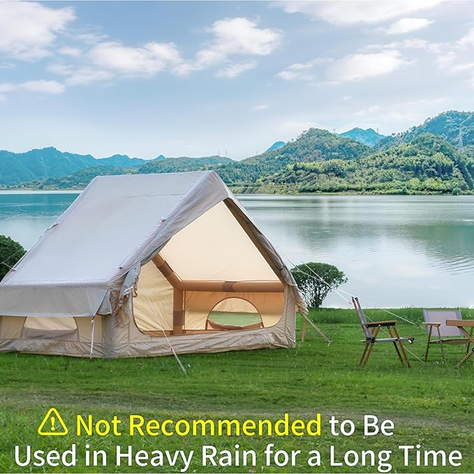 Inflatable Camping Tent with Pump, Glamping Tents for 4-6 Person, 4 Season Waterproof Glamping Tent with 12 Mesh Windows, Easy Setup for Family Outdoor Adventures