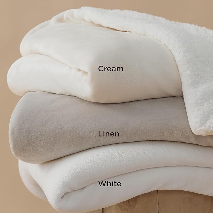 Bedsure GentleSoft Sherpa Fleece Oversized Cal King Blankets for Bed - Thick and Warm, Soft Fuzzy Plush Large Blanket for Winter, White, 112x98 Inches