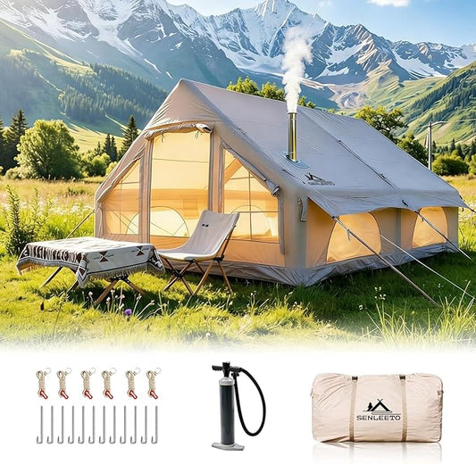 Inflatable Tents for Camping, Large Inflatable Camping Tent with Hand Pump, Easy Setup Tents for 2/4/6/8/10/12 People, Portable Glamping Tent