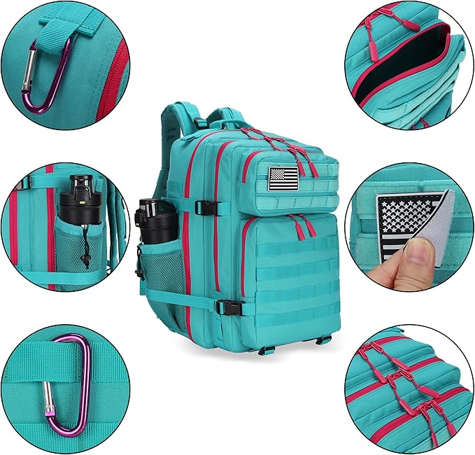 45L Military Tactical Backpacks 3 Days Assault Pack Bag Fitness Rucksack 3 Day Bug Out Bag Hiking Treeking Molle Daypack (Miamivice)