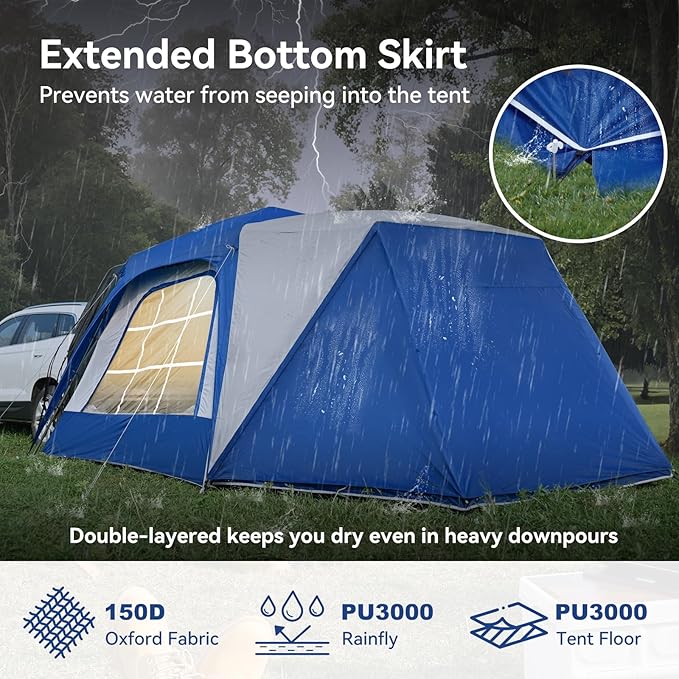 SUV Tent for Camping, SUV Camping Tent with Awnings, Waterproof Blow Up Tent, Easy Setup Car Truck Camping Tent
