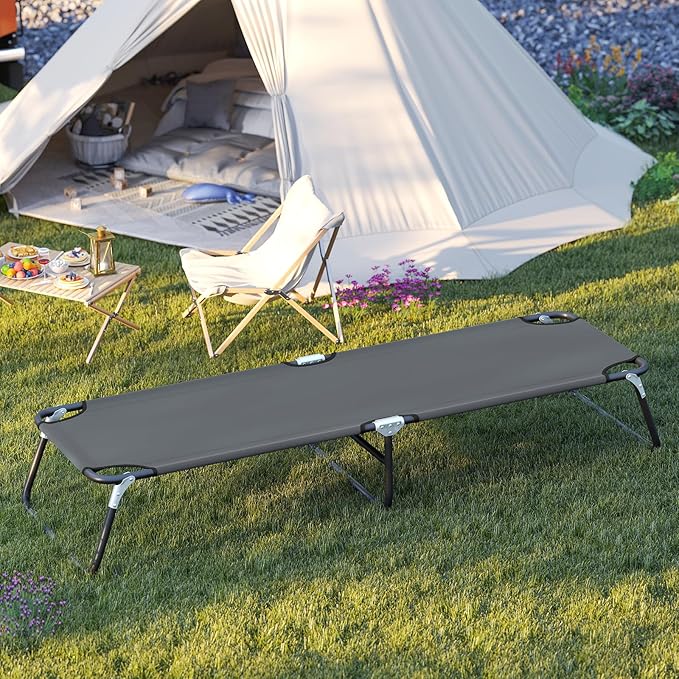 GYMAX Folding Camping Cot 2 Pack, Portable Ultralight Compact Sleeping Cot Bed for Adults with Oxford Fabric, for Outdoor Travel Backpacking Hiking Patio Home Office, 330LBS (2, Grey)