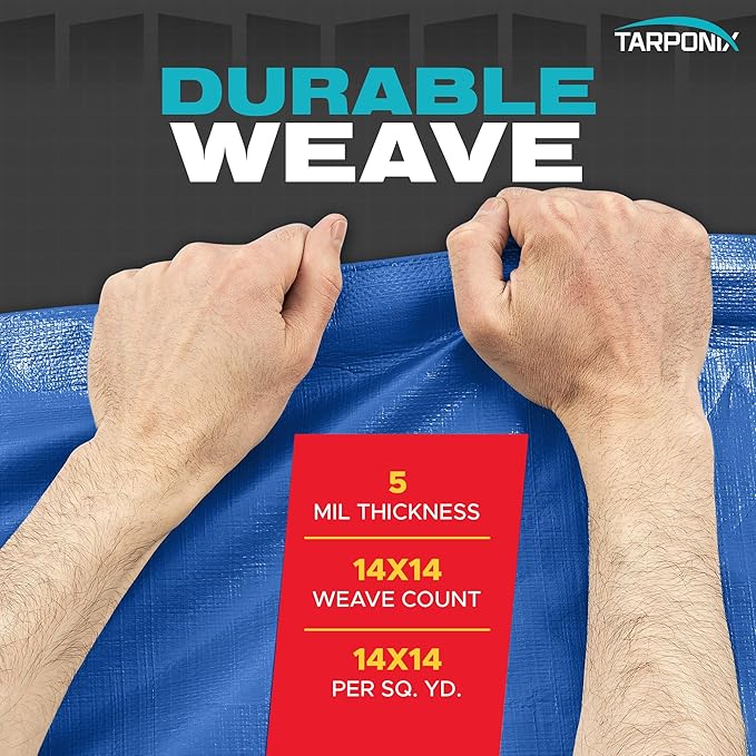 Better Blue Poly Tarp 30’ x 50’ – Lightweight 5 Mil Waterproof Cover – Durable, Weatherproof, Multipurpose Protection for Camping, Roofing, Construction