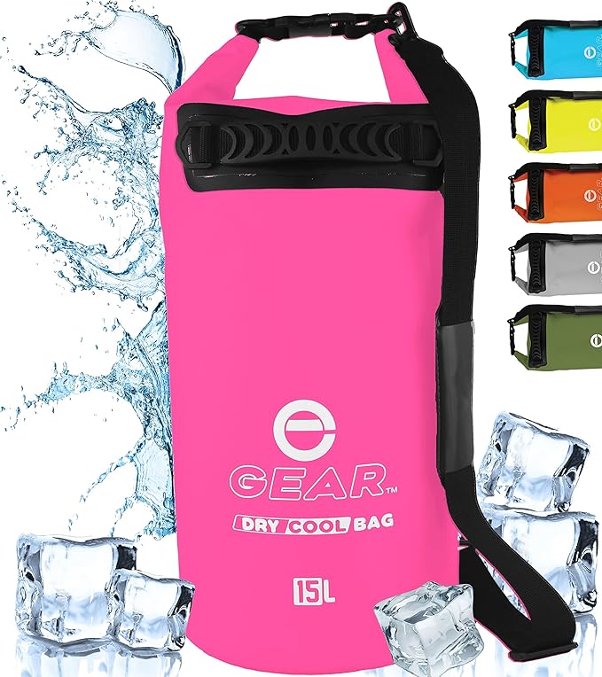Enthusiast Gear Insulated Dry Bag Floating Cooler – 10L / 15L / 25L Roll Top, Leak Proof, Waterproof, Collapsible, with Padded Shoulder Strap - Perfect for Kayaking Fishing Beach
