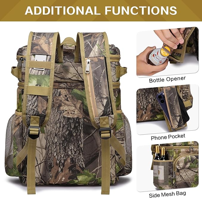 Laripwit 54/40 Cans Backpack Cooler Insulated Leak-Proof Large Cooler Backpack Double Deck Lunch Backpack for Men Women - Perfect Soft Cooler Bag for Tactical, Camping, Picnic, Beach, Hiking
