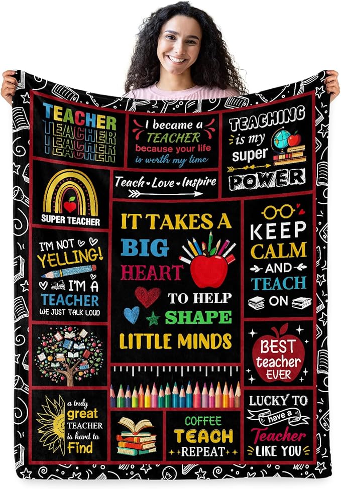 Teacher Appreciation Gifts, Teacher Gifts for Women Men, Soft Blanket for Teachers, Cozy Throw Blankets Birthday Christmas Teachers Day Gifts for Educators 60" X 50"
