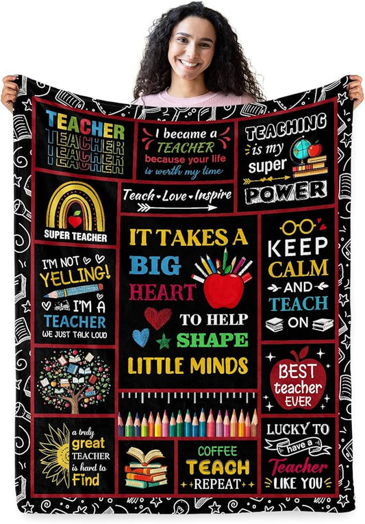 Teacher Appreciation Gifts, Teacher Gifts for Women Men, Soft Blanket for Teachers, Cozy Throw Blankets Birthday Christmas Teachers Day Gifts for Educators 60" X 50"