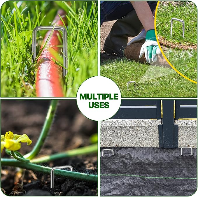 4 Inch 180 Pack Landscape Staples Galvanized Garden Stakes Anti-Rust Landscape Pins for Weed Barrier Fabric, Artificial Turf and Landscape Fabric