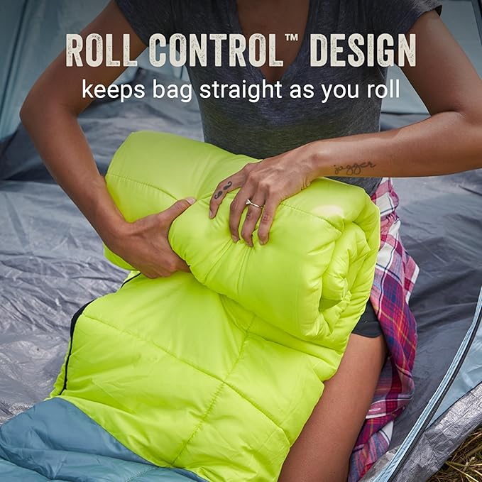 Coleman Kompact 20°F/30°F/40°F Sleeping Bag, Cool-Weather Adult Sleeping Bag with Heat Retention, Stuff Sack, & Snag-Free Zipper, Great for Camping, Sleepovers, Guests & More