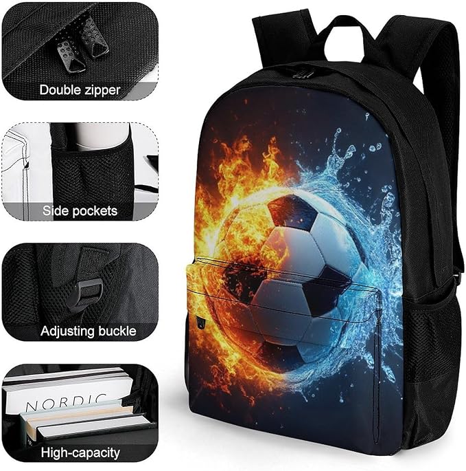 Rucksacks Lightweight Multipurpose Anti-Theft American Football Water Fire Soccer Shoulder Bag Big Capacity Traveling Camping Backpack With Side Pockets