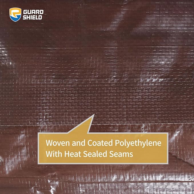 GUARD SHIELD Brown Tarp 10x20 Feet Waterproof Tarps Lightweight Camping Tarp Outdoor Multi Purpose Poly Cover 6mil