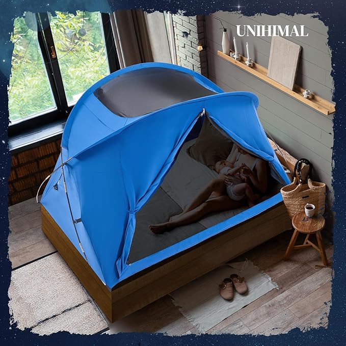 Bed Tent Canopy Queen, Blackout Portable Sleep Tent Easy Setup, Breathable Mesh, Privacy Curtains for Adults, Ideal for Indoor