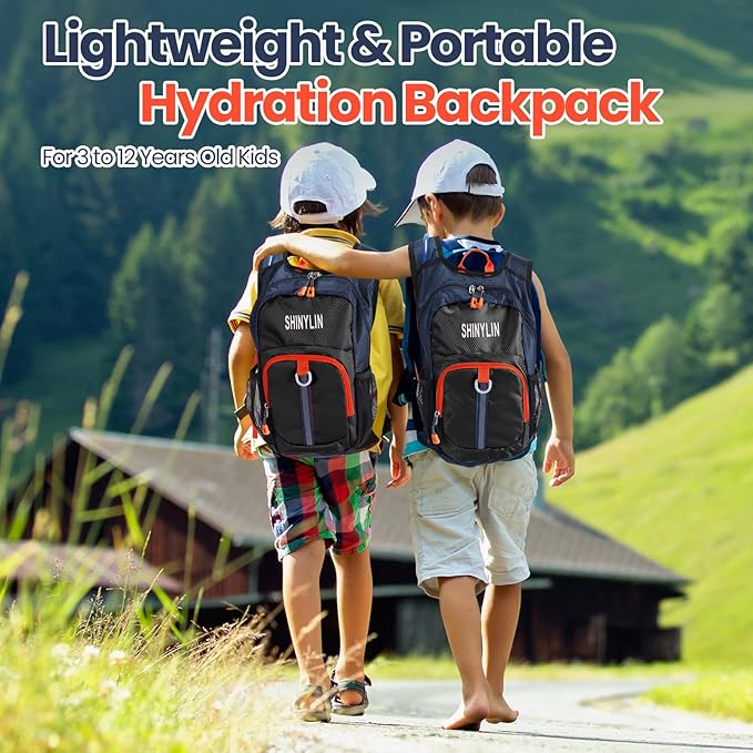Kids Hydration Backpack with 1.5L Water Bladder Hiking Backpack Lightweight for Boys or Girls Children Biking Climbing Running Cycling